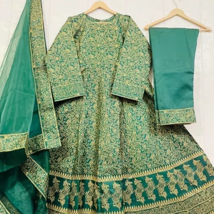 Block printed long frock